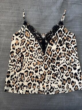 Socialite Leopard Print Lace Cami - Beige/Black